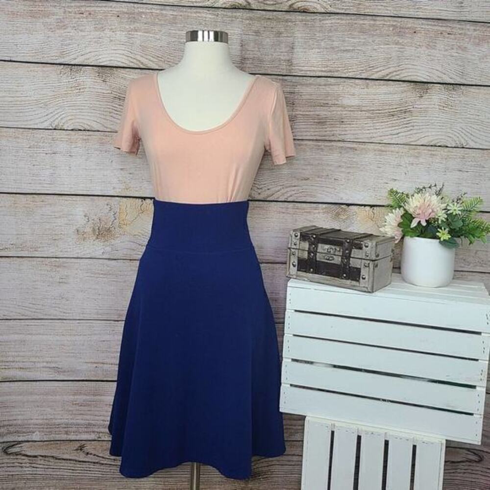 LuLaRoe‎ Women's Flare Midi Skirt Pull On Wide Waistband Electric Blue Size XS